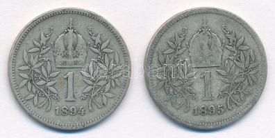 Ausztria 1894-1895. 1K Ag "Ferenc József" (2xklf) T:2-,3 Austria 1894-1895. 1 Corona Ag &q...