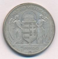 1930. 5P Ag "Horthy jobbra" T:2- kis patina Adamo P8