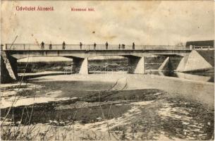Ákos, Acas; Krasznai híd. Kiadja Mandelbaum Izidor / Crasna river bridge (felületi sérülés / surface damage)