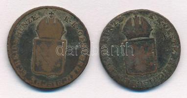 1816G 1kr Cu "I. Ferenc" + 1816O 1kr Cu T:2,2- patina Unger III.: 1406.c, 1406.d; Huszár: ...