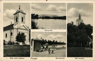 Csenger, Római katolikus és református templom, strand, Szamos híd. Medgyessy József kiadáa