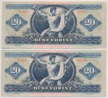 1969. 20Ft (2x) sorszámkövetők, nyomdai papírráncokkal T:I-,II 
Adamo F15