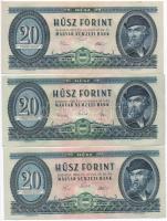 1965. 20Ft nyomdai papírráncok + 1969. 20Ft nyomdai papírráncok + 1975. 20Ft T:I-,II