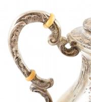 cca 1900 ezüst (Ag.) kiöntők (2db) és cukortartó elefántcsont berakásokkal (egyik pótolt), jelzett, ...