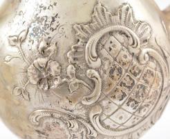 cca 1900 ezüst (Ag.) kiöntők (2db) és cukortartó elefántcsont berakásokkal (egyik pótolt), jelzett, ...