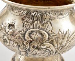 cca 1900 ezüst (Ag.) kiöntők (2db) és cukortartó elefántcsont berakásokkal (egyik pótolt), jelzett, ...