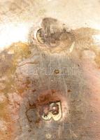 Ezüst (Ag.) hólyagos szélű kör kis tálca, jelzett, mesterjeggyel, d: 16 cm, karcolás nyomokkal, nett...