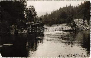 1935 Retyezát, Retezat; gát, kirándulók / dam, tourists, hikers. Joánovics photo