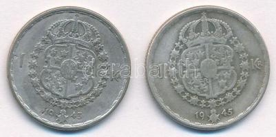 Svédország 1943G-1945TS 1K Ag (2xklf) "V. Gusztáv" T:2- patina
Sweden 1943G-1945TS 1 Kron...
