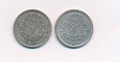Svédország 1944G-1947TS 1K Ag (2xklf) "V. Gusztáv" T:2,3 
Sweden 1944G-1947TS 1 Krona Ag ...