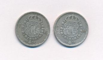 Svédország 1944G-1946TS 1K Ag (2xklf) "V. Gusztáv" T:2-,3 
kis patina Sweden 1944G-1946TS...