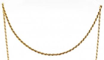 Aranyozott ezüst (Ag.) nyaklánc, jelzett, nettó: 14 g, h: 60 cm