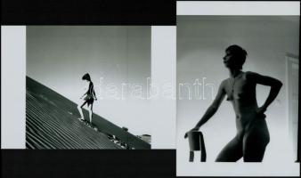 cca 1976 Szép emlékű találkozások, szolidan erotikus felvételek, 13 db vintage negatív + 2 db mai nagyítás, a papírképek nem a tételben levő negatívokról készültek, 24x36 mm és 25x18 cm között