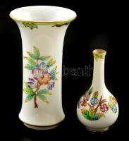 Herendi Viktória mintás kis váza és mini váza, kézzel festett, jelzett, apró kopásnyomokkal, m: 8,5 és 12 cm