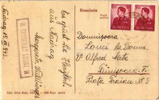 Nadrág, Nadrag, Steinacker; Vedere partiala / látkép, templom. Kiadja Géza Rusz / general view, chur...