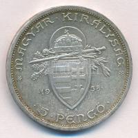 1938. 5P Ag "Szent István" T:1- patina 
Adamo P8.1