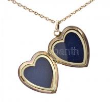 Ezüst(Ag) lánc, szív alakú képtartós medállal, jelzett, h: 44 cm, 2×2 cm, bruttó: 6,3 g