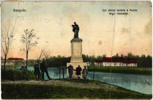 1927 Szegvár, Szent János szobra a Kurca folyó mellett (fa)
