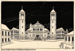 1935 Szombathely, Szent Kvirin mártír temploma, artist signed (vágott / cut)