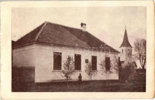 Bürkös, Barghis; Scoala primara ref. / Református templom és elemi iskola / Calvinist church and elementary school (EB)
