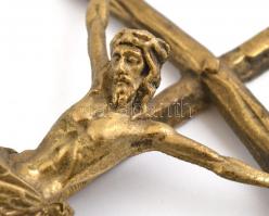 Régi réz feszület, h: 17 cm