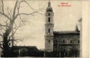 Kalocsa, Szentháromság tér, templom. Jurcsó Antal kiadása (r)