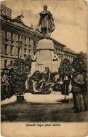 1908 Pécs, Kossuth Lajos szobra koszorúkkal. Blancz József kiadása (Rb)
