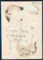 1935 vitéz Tornyos Ödön (?-?) későbbi honvéd repülős főhadnagy ludovikás hallgatóként, fotó, hátuljá...