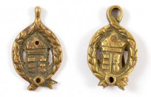 2 db antik címeres rézveret, h: 3 és 3,5 cm
