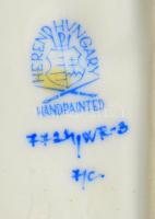 Herendi Waldstein mintás leveles tálka, kézzel festett, jelzett, apró kopásnyomokkal, 14,5×8,5 cm