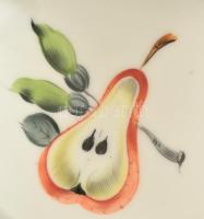 Herendi Fruits mintájú kaspó, kézzel festett, jelzett, apró kopás nyomokkal, m:12,5 cm, d:13,5 cm