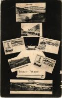 1909 Tokaj, Vasúti híd, Helm Sámuel üzlete, Rákóczi vár, Gyufagyár, Izraelita templom, zsinagóga, Őfelsége hét szőlője. Art Nouveau / synagogue (Rb)