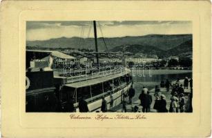 1910 Crikvenica, Cirkvenica; Kikötő, gőzhajó / port with steamship. W.L. Bp. 3865. (EK)