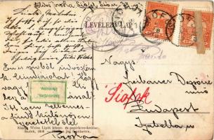 Siófok, part, csónakázók, Hullám és Sió szálloda. Weisz Lipót kiadása