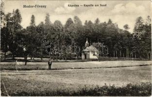 1916 Modor-Föveny, Modra; Kapelle am Sand / kápolna. Kiadja May Samu / chapel (lyuk / hole)