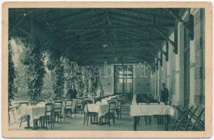 Trencsénteplic, Trencianske Teplice; fürdő, gyógyterem terasza, pincérek / Kursalon-Terrasse / spa, bathing hall, terrace with waiters (ázott / wet damage)