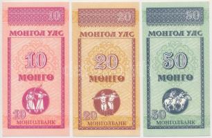 Mongólia 1993. 10M+20M+50M T:I Mongolia 1993 10 Mongo + 20 Mongo + 50 Mongo C:UNC Krause KM#49 KM#50 KM#51