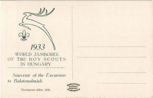 Balatonalmádi-fürdő, irredenta örökmécses. Hátoldalon World Jamboree of the Boy Scouts in Hungary  1...