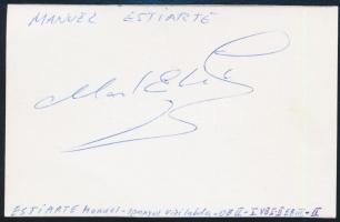 Manuel Estiarte (1961- ) olimpiai és világbajnok spanyol válogatott katalán vízilabdázó aláírása papírlapon