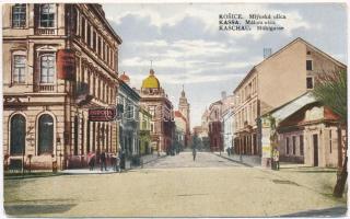 1922 Kassa, Kosice; Mlynská ulica / Malom utca, Europa szálloda / Mühlgasse / street view, hotel (r)