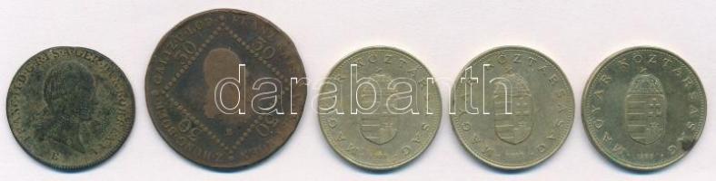 1800E 3kr Cu + 1807B 30kr Cu "I. Ferenc" + 1995. 100Ft (3x) T:3,2