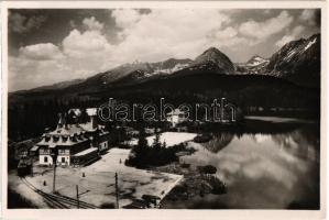 Tátra, Magas Tátra, Vysoké Tatry; Strbské pleso / Fogaskerekű vasút állomása a Csorba tónál / funicular railway station by the lake