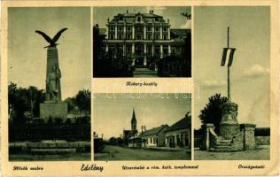Edelény, Koburg kastély, Hősök szobra, Országászló, utca, római katolikus templom