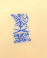 Kalocsai virágmintás porcelán bonbonier, kézzel festett, hibátlan, jelzett (kopott), d: 9 cm