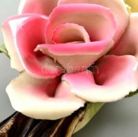 Rózsapár, kézzel festett, jelzett, apró lepattanásokkal, m: 4,5 cm