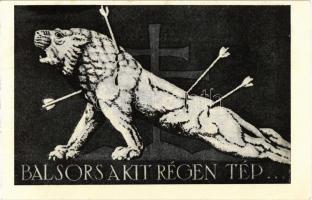 Balsors akit régen tép... Kiadja a Magyar Nemzeti Szövetség / The fate of old of Hungary. Hungarian irredenta art postcard