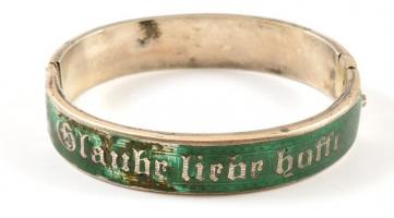 Ezüst(Ag) karperec, sérült zománc díszítéssel, jelzés nélkül, 5,5×4,5 cm, bruttó: 23,6 g