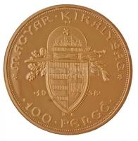 DN "Magyar Aranyóriások - 1938. 100 Pengő" aranyozott Cu utánveret T:PP