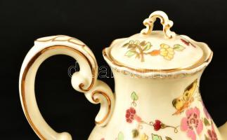 Zsolnay pillangó mintás mokkás készlet, kézzel festett, apró kopásnyomokkal, jelzett