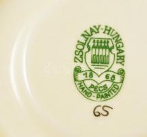 Zsolnay pillangó mintás mokkás készlet, kézzel festett, apró kopásnyomokkal, jelzett